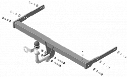 Фаркоп с оцинк. шаром Skoda Kodiaq 2017-2023, Volkswagen Tiguan II 2016-2024,  Tiguan 2007-2016, Yeti 2009-2018, Audi Q3 2011-2019 крепление шара на двух болтах, (без электрики, паспорт и сертификат в комплекте) Motodor.92711-A