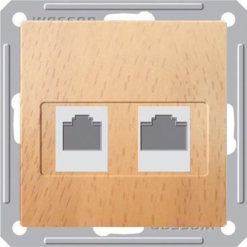 Розетка телефонная RJ11+компьютерная RJ45 категория 5E с/у, механизм W59 бук Schneider Electric