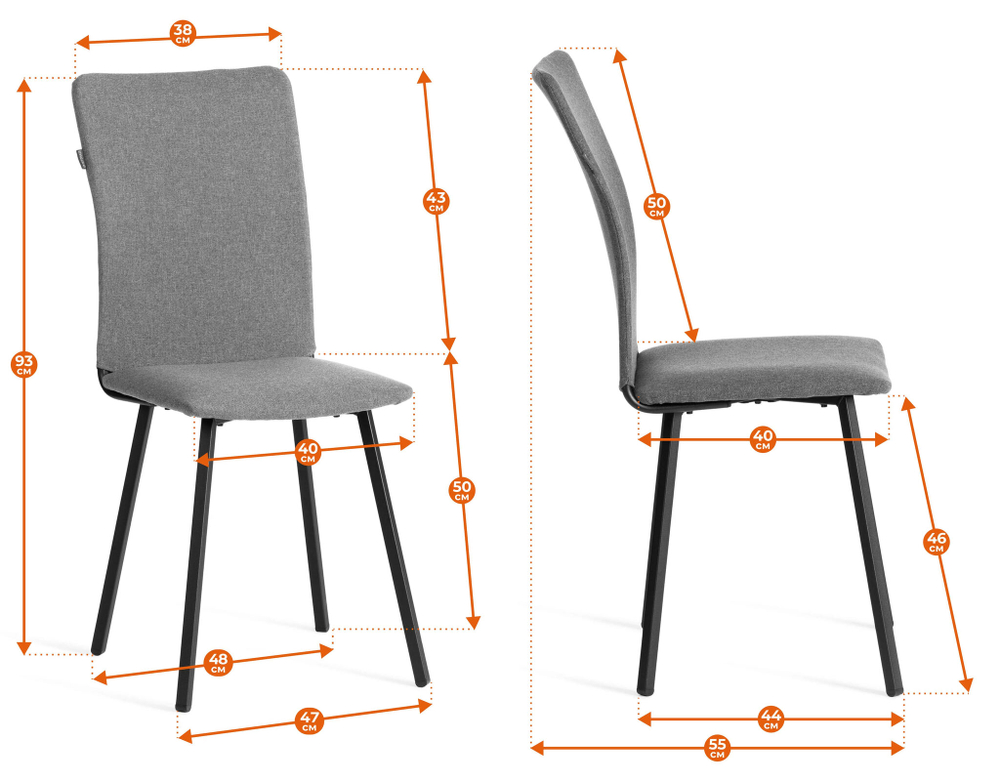 Стул обеденный La Rousse NEW, ткань рогожка, серый/черный, 3M 16/2, 45x55x93 см