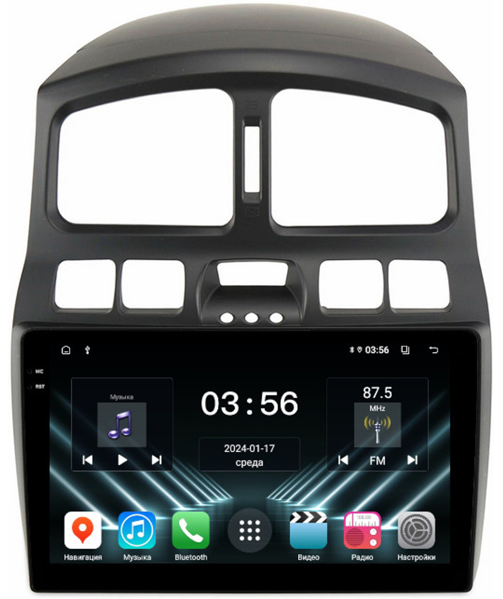 Магнитола для Hyundai Santa Fe 1 2000-2013 - FarCar DX3048M монитор 9.5" IPS на Android 13, 4+64Гб, CarPlay