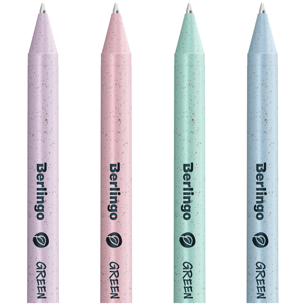 Ручка шариковая автоматическая Berlingo "Green Series" 0,7мм, синяя, корпус ассорти