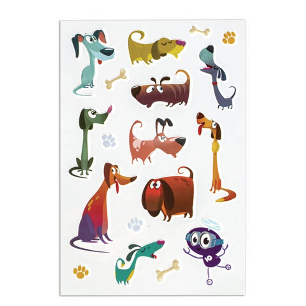 Наклейки зефирные "Собачки", многоразовые, 10х15 см, ЮНЛАНДИЯ, 661790