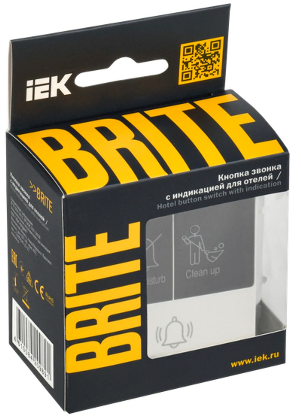 BRITE Кнопка звонка с индикацией для отелей 10А ВС10-1-9-БрЖ жемчуг IEK