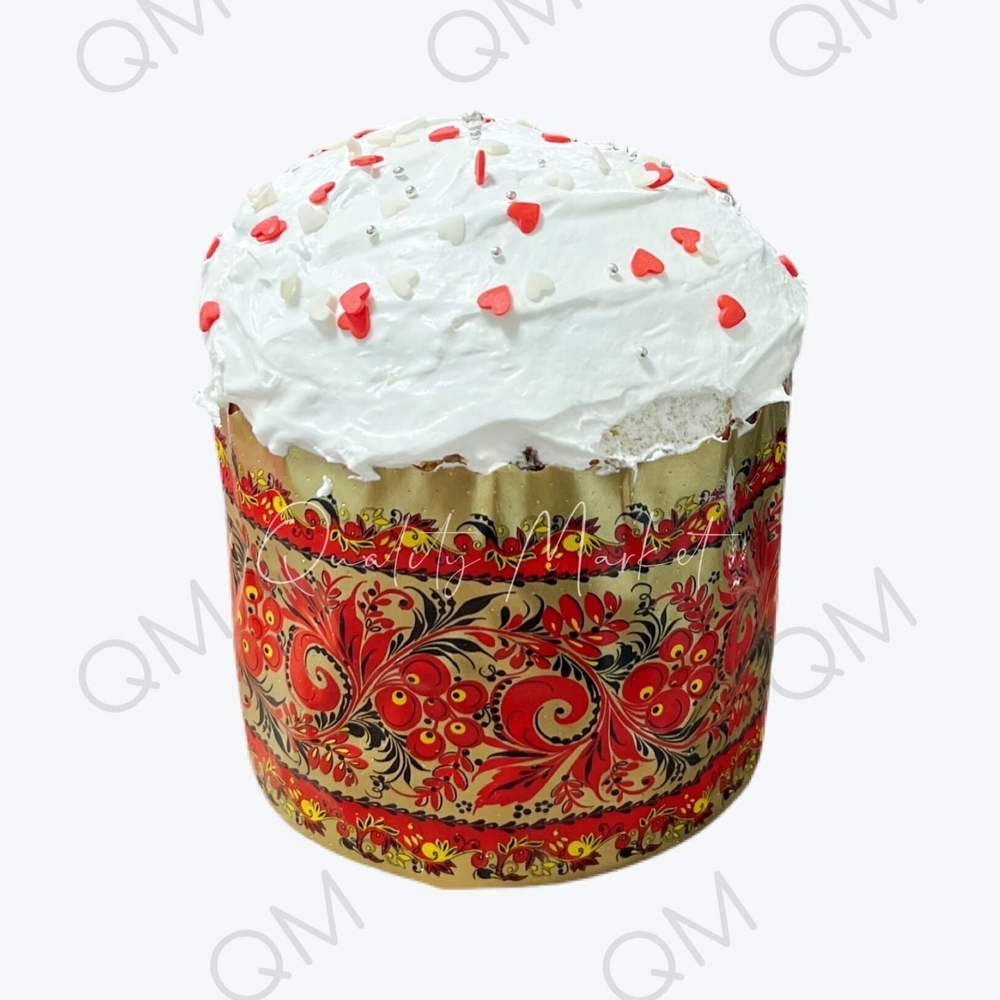 Форма бумажная под кулич 124/100 мм "Хохлома" от 20 шт/1 упак