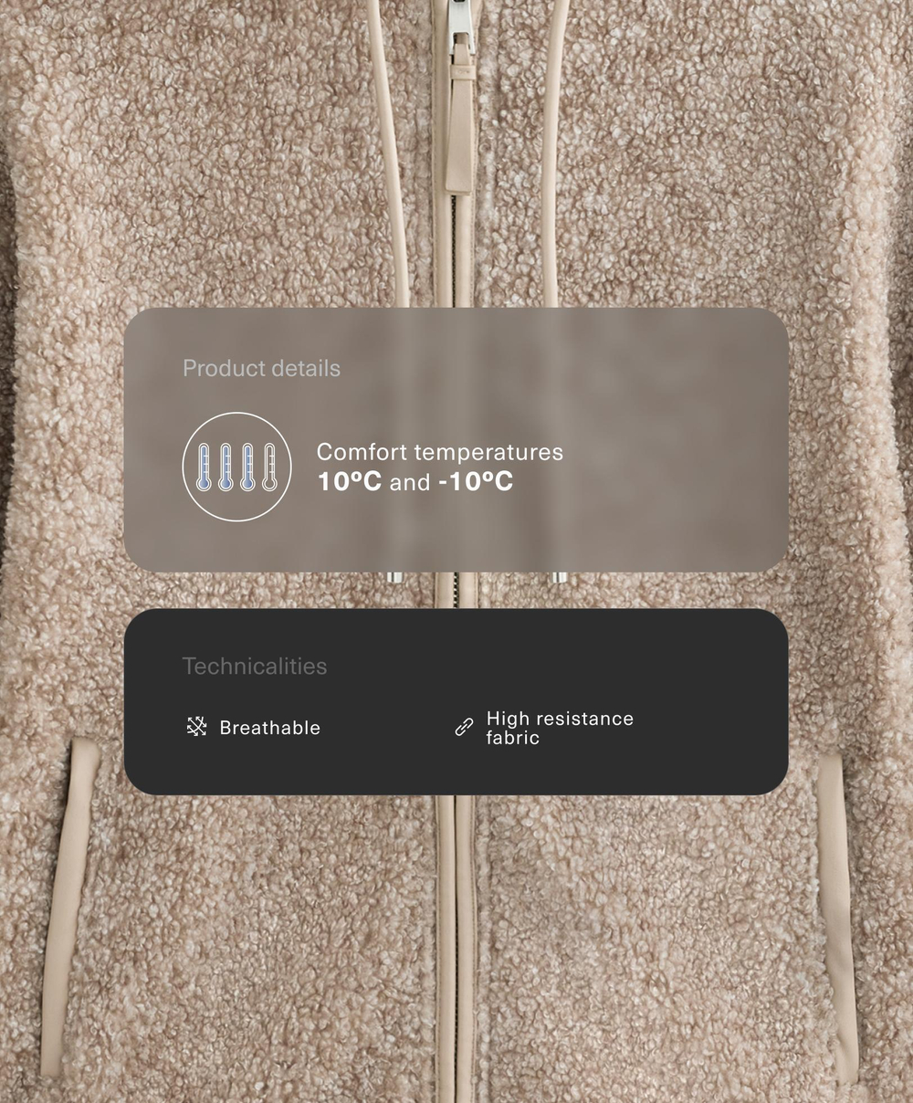 Oysho Куртка из искусственной овчины с капюшоном, серо-коричневый меланж