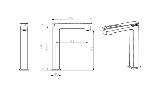 Boheme Смеситель Q для умыв. выс. WhiteChrome_Комплект