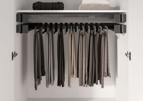 КОМПЛЕКТ Держатель для брюк и юбок выдвижной 320 мм, Конеро W 484-544 мм, D 345 мм, с 6 вешалками