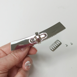 Замок вертушка на винтах 90*15 Серебро