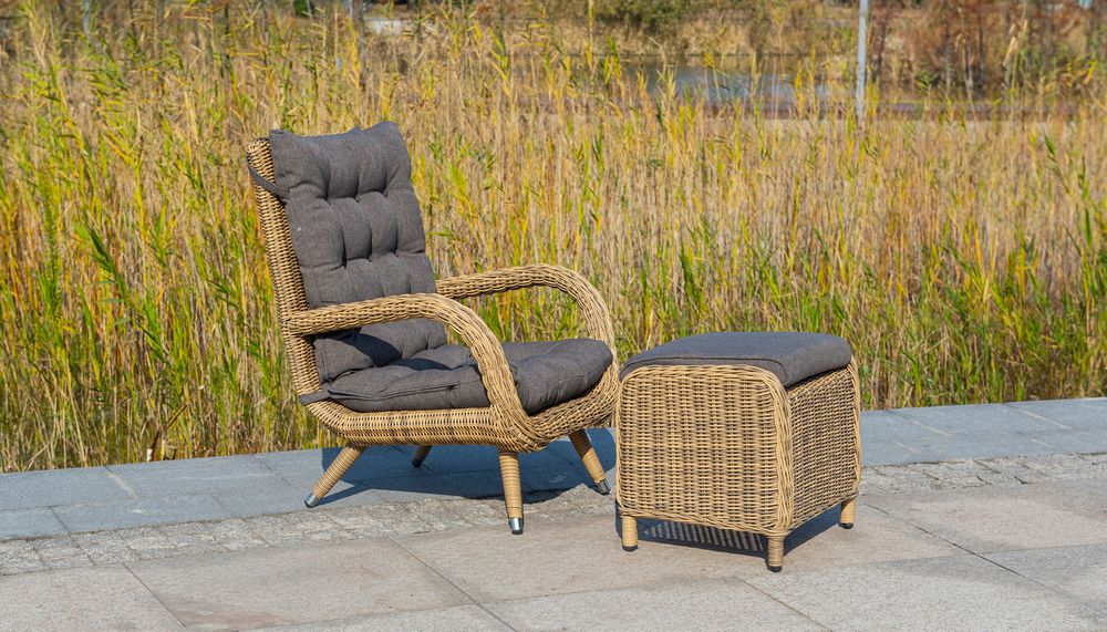 "Толедо" кресло плетеное с подушками, цвет соломенный