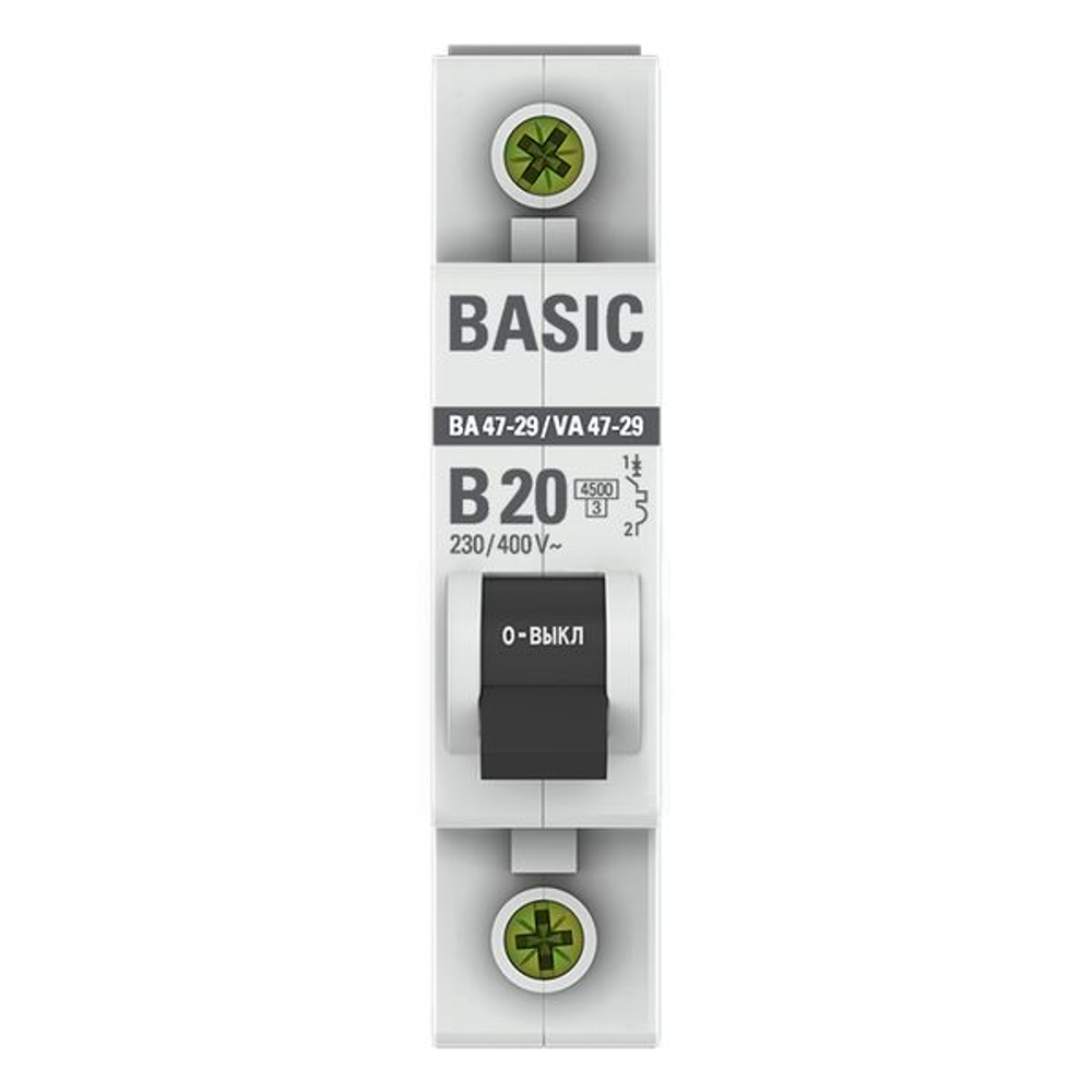 Автоматический выключатель 1P 20А (B) 4,5кА ВА 47-29 Basic