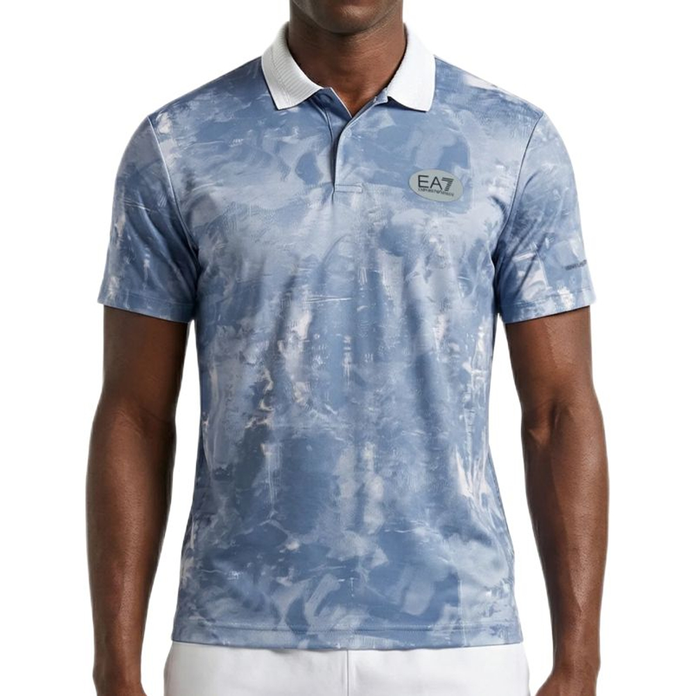 Мужское теннисное поло EA7 Tennis Pro Shirt In Ventus7 - fancy light blue
