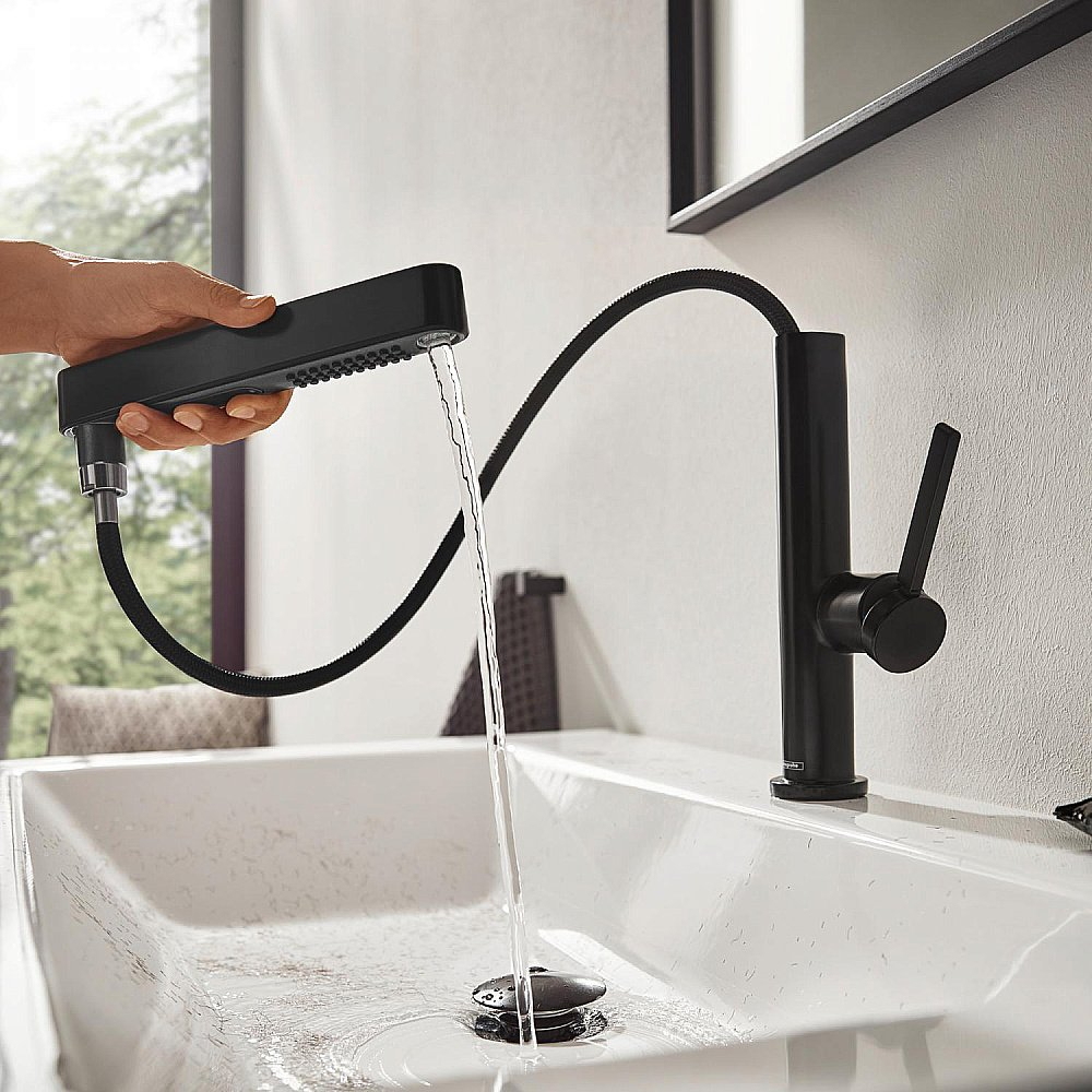 Смеситель для раковины Hansgrohe Finoris 76063670 черный матовый