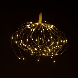 Светодиодная новогодняя гирлянда ЭРА ENIS-90W подвесной светильник Салют теплый белый 90 led 2*AA