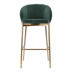 Стул барный Coral, велюр, темно-зеленый