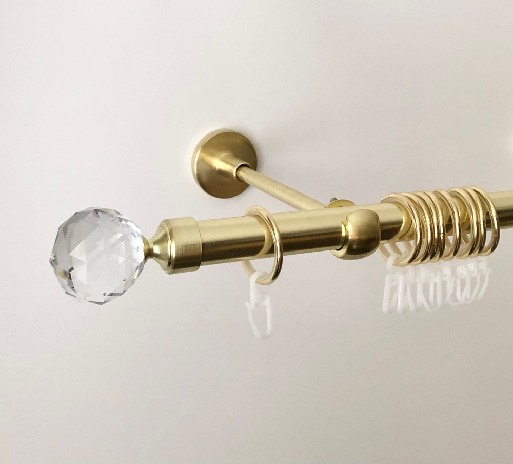 Карниз кованый для штор "Ост Шар с огранкой" d20 мм однорядный, цвет латунь