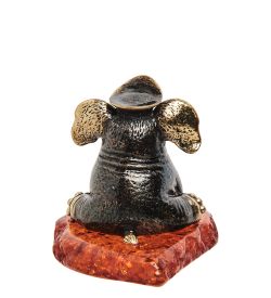 Народные промыслы AM-1293 Фигурка «Слон Морячок» (латунь, янтарь)