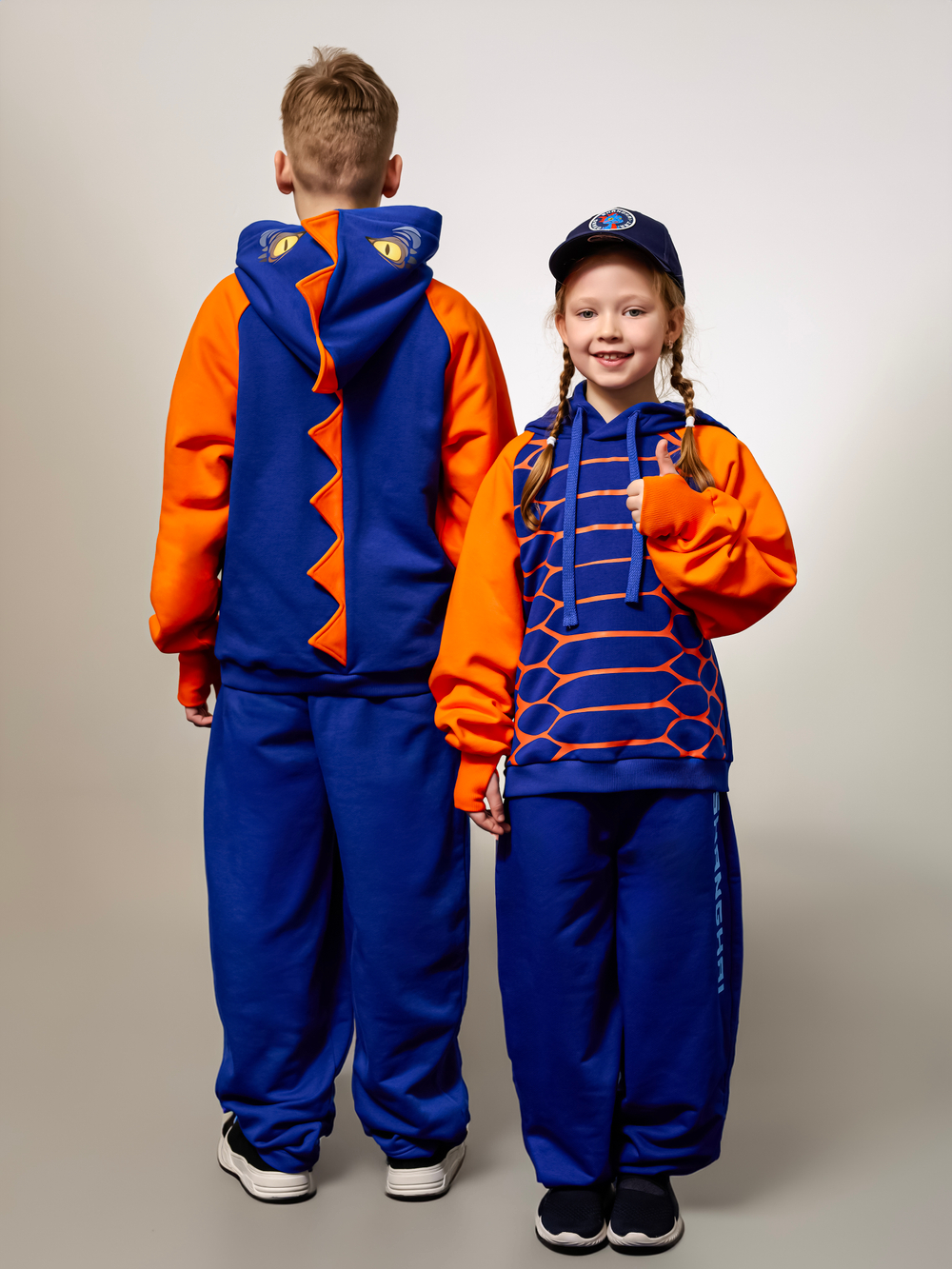 Худи детское оранжево-синее