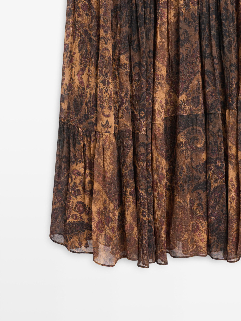 Massimo Dutti Струящаяся асимметричная юбка миди, темный хаки