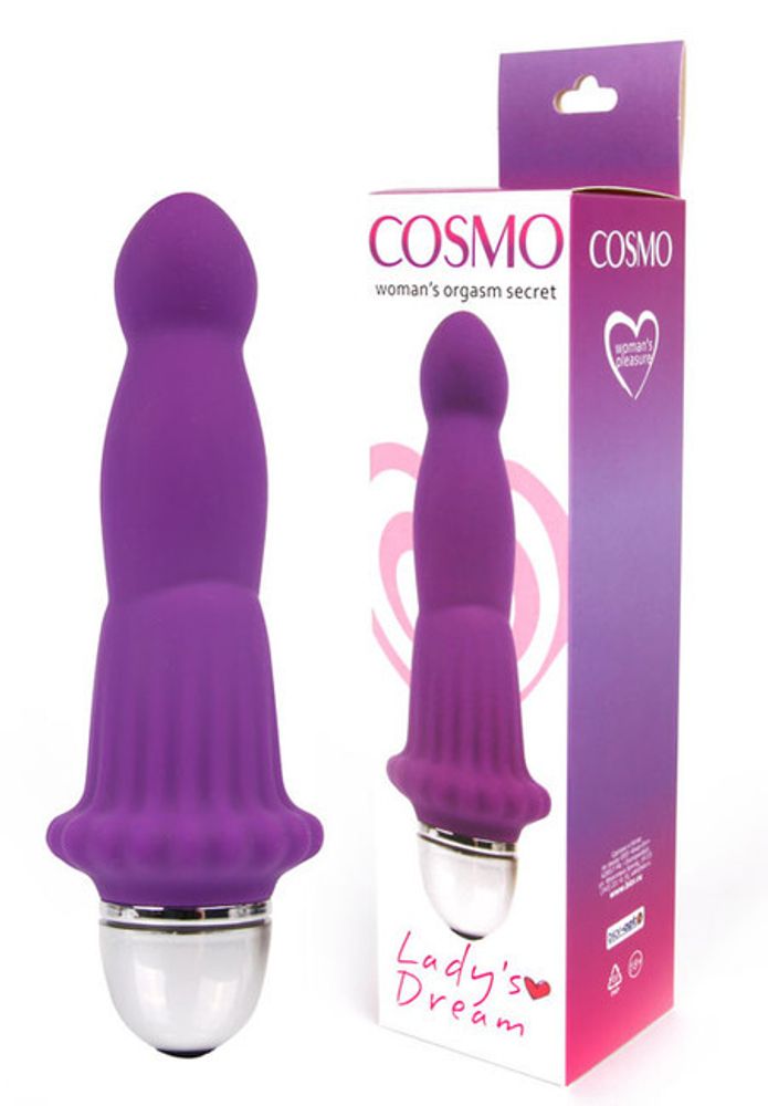 Вибратор с ребристой &quot;юбочкой&quot; у основания Cosmo Lady&#39;s Dream (20 режимов, 14 см) (Цвет: фиолетовый)