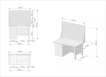 Цена на Great Wolf (GWT-V1400T2) Верстак инструментальный, тумба с дверью, 2 экрана, 1400x700