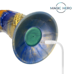 Желто-синий фантазийный вибратор с пультом ДУ 21,5см Bior Toys Magic Hero MH-13042