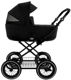 Детская коляска Roan Bass Next Classic Кожа d12 3 в 1 с автокреслом Elo Lux EduSky Black RCL300/1 Black