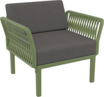 Кресло пластиковое с подушками Siesta Contract Portofino Lounge, оливковый, темно-серый