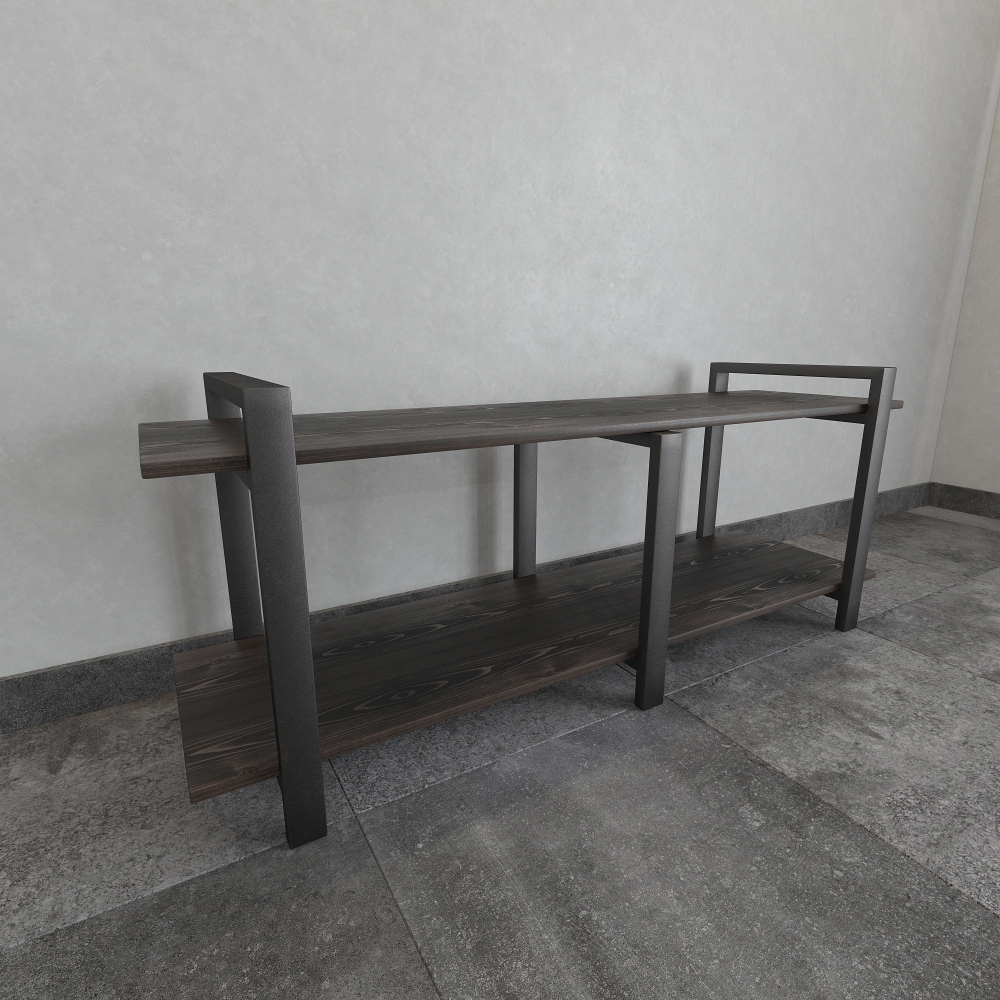 Тумба под телевизор напольная в стиле лофт из массива сосны и стали 150–200 см • Доставка по Москве, СПб и городам России