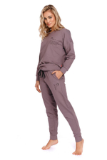 Джоггеры с карманами и поясом на резинке (Размер: L) (Цвет: кофейный)