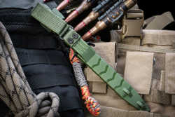 Нож Kizlyar Supreme VECTOR Sleipner SW OKH PS (StoneWash, Oliva Kraton Handle, Polyamide Sheath)