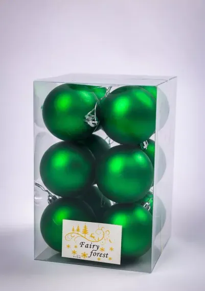 Набор пластиковых шаров Вероника 60 мм., зеленый матовый, 12 шт., ЕлкиТорг (150209)