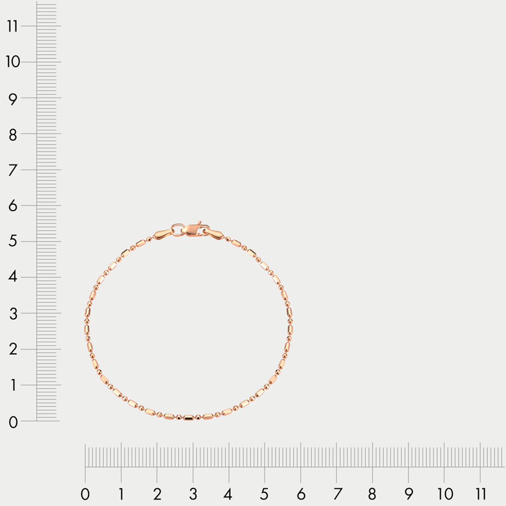 Браслет цепной из розового золота 585 пробы с плетением "Перлина" без вставок (арт. НБ 12-089 1.50)
