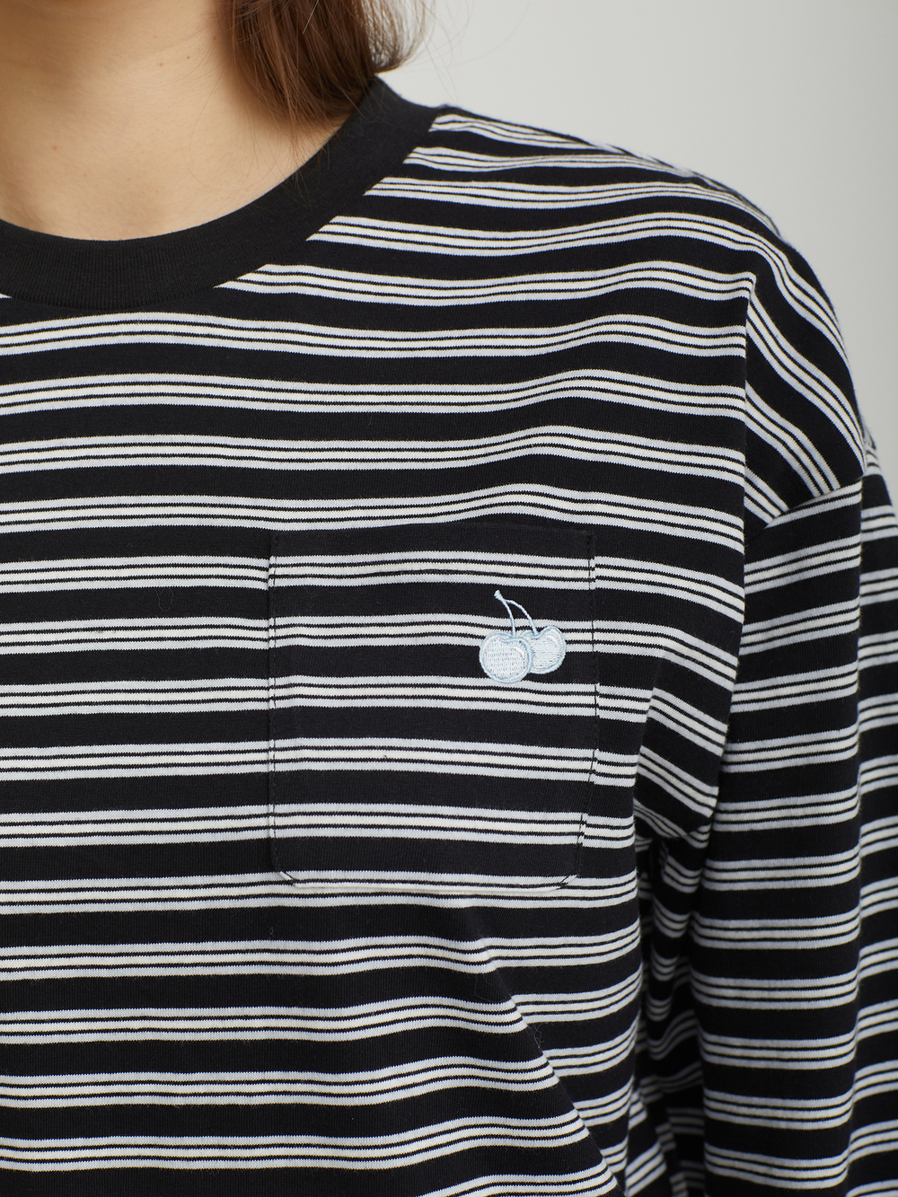 Женский Лонгслив Cherry Stripe Pocket