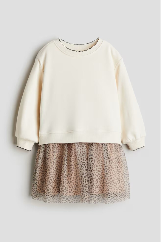 H&M Платье с принтом, кремовый