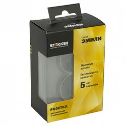 Розетка двойная с заземлением и со шторкой Stekker Эмили 49960