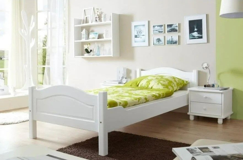 Кровать 90х200 Рита из массива сосны, с основанием кровати, белый воск