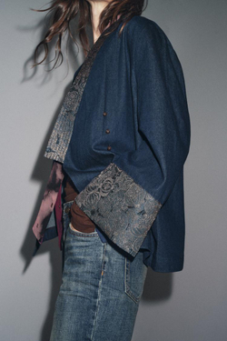 ZARA КИМОНО С ДЖИНСОВЫМ ЭФФЕКТОМ, СИНИЙ
