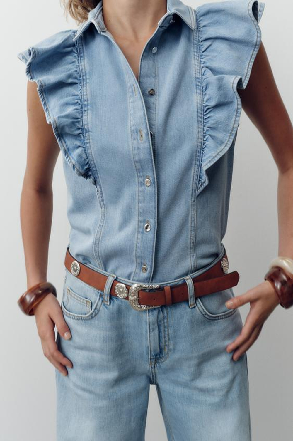 ZARA ДЖИНСЫ Z1975 STRAIGHT С ВЫСОКОЙ ПОСАДКОЙ И ПОЛНОЙ ДЛИНОЙ, ВЫЦВЕТШИЙ СИНИЙ