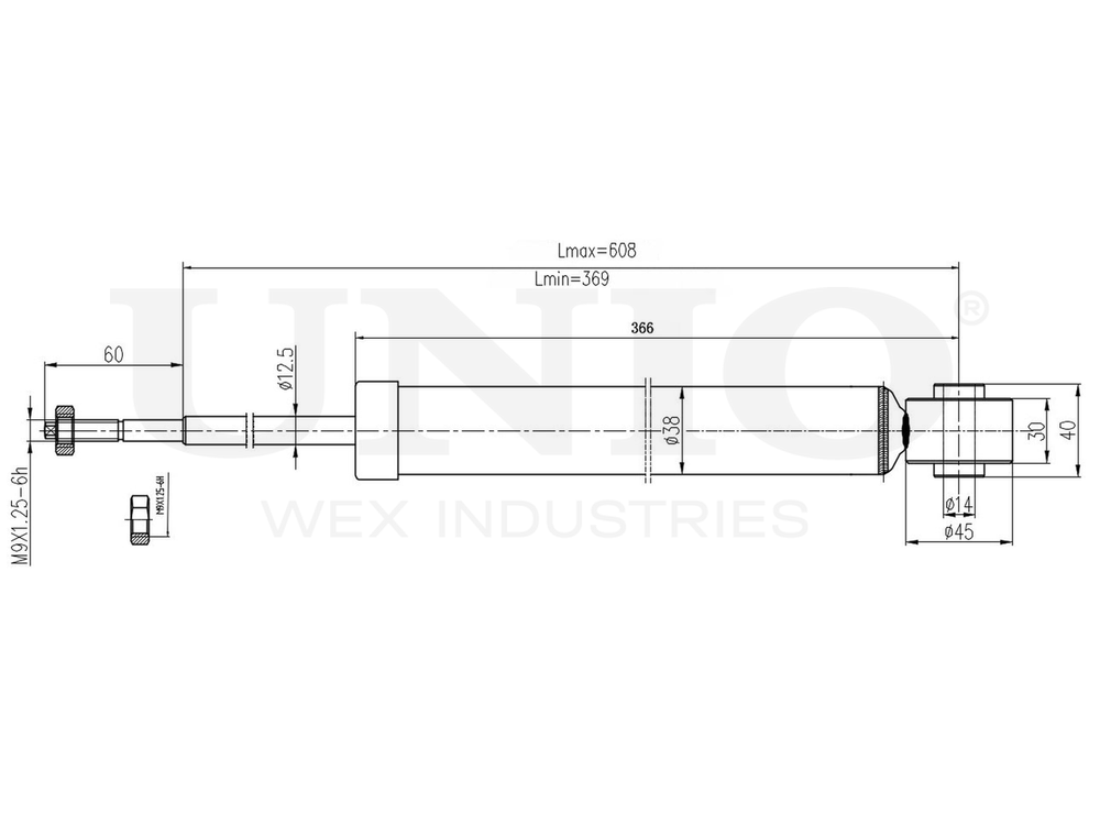 Амортизатор газовый задней подвески UNIO SAB-10437