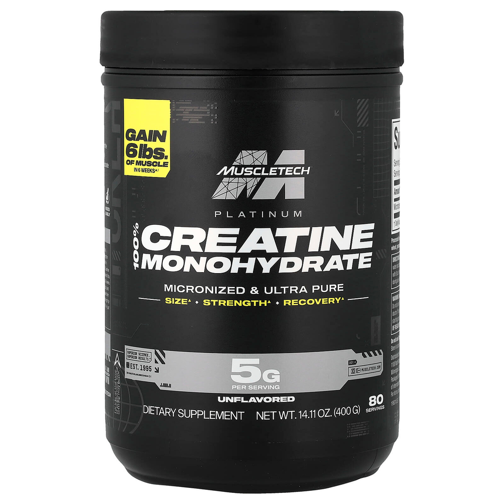 MuscleTech, Platinum, 100% моногидрат креатина, без добавок, 400 г (14,11 унции)