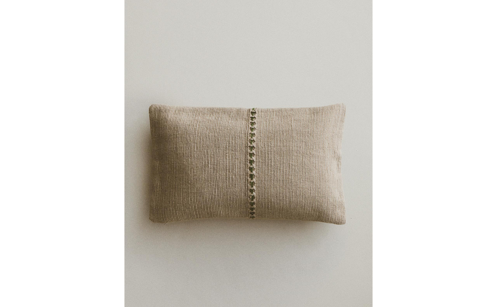 Zara Home наволочка декоративная из льна, зелёный, 30x50 см