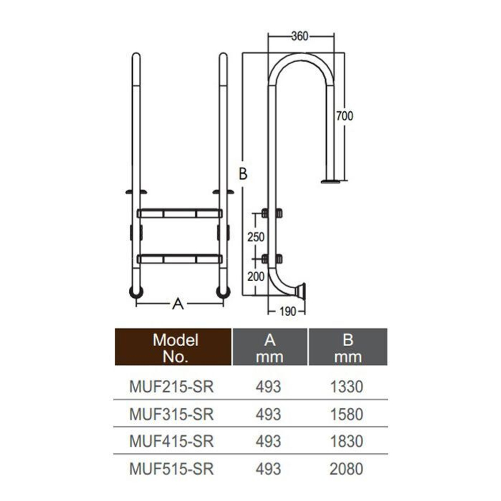 Лестница Emaux Muro MUF415-SR (4 ступени)