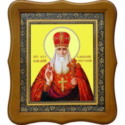 Макарий Каневский, Пинский, Овручский, Переяславский, архимандрит, преподобномученик. Икона на холсте.