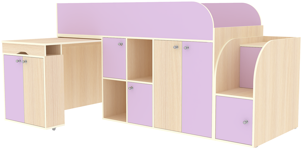 Кровать-чердак КарИВи Малыш 3  Дуб Молочный Ирис