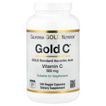 California Gold Nutrition, Gold C®, витамин C класса USP, 500 мг, 240 вегетарианских капсул