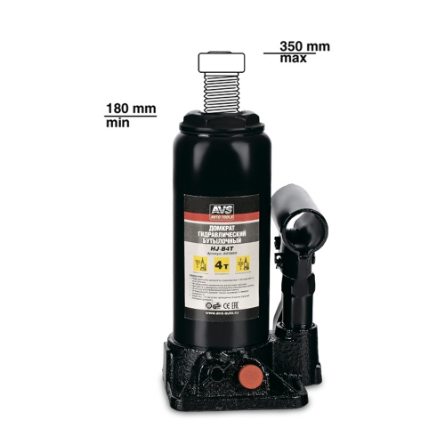 Домкрат гидравлический бутылочный 4 тонны, 180-350 мм, AVS HJ-B4T