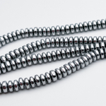 Гематит (имитация), цвет серебристый, размер около 5,7*2,5 мм, цена за отрезок 19 см (1/2 нити)