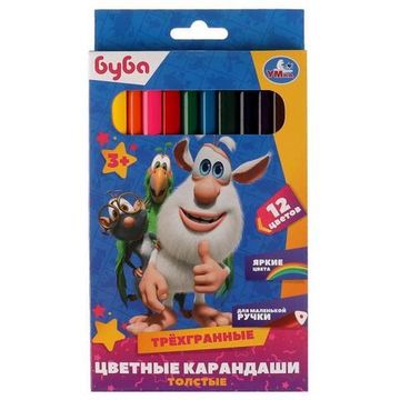 Цветные карандаши БУБА 12цв, акварельные Умка