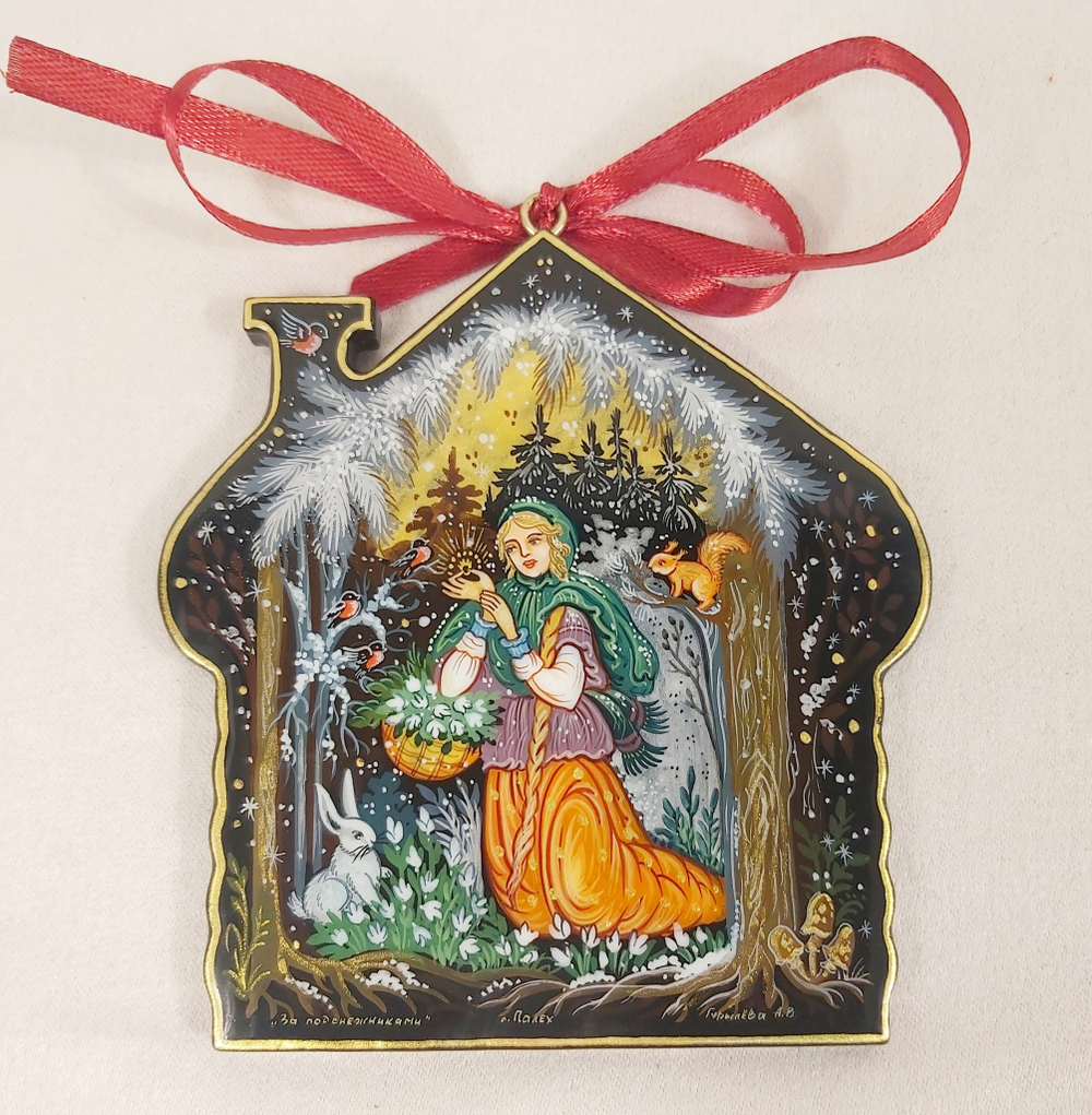 Сувенир "Домик" с росписью Палех в подарочном футляре