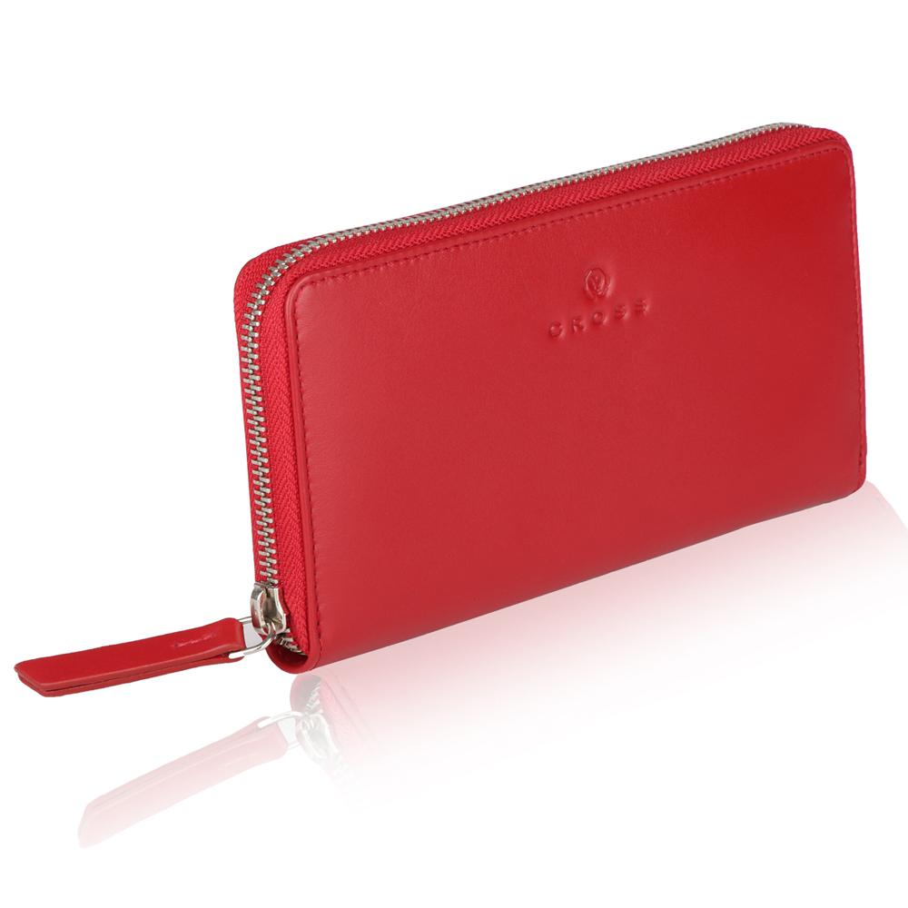 Отличный стильный американский большой красный женский кошелёк клатч из натуральной кожи 19х10х1,5 см CROSS AC3228287_5-8 в коробке